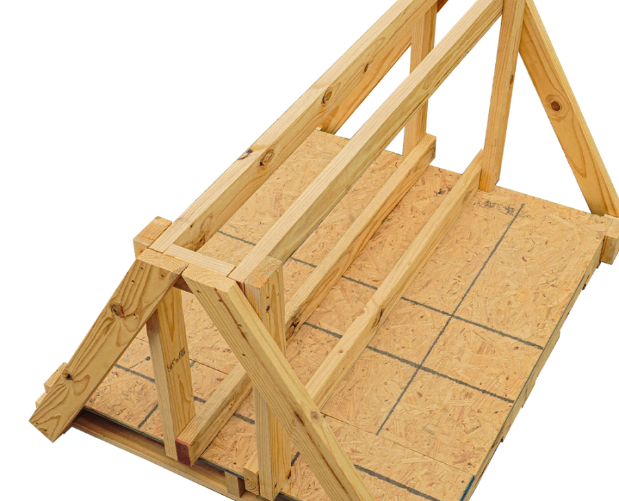 Wooden pallet with softwood structure and block-style design.
